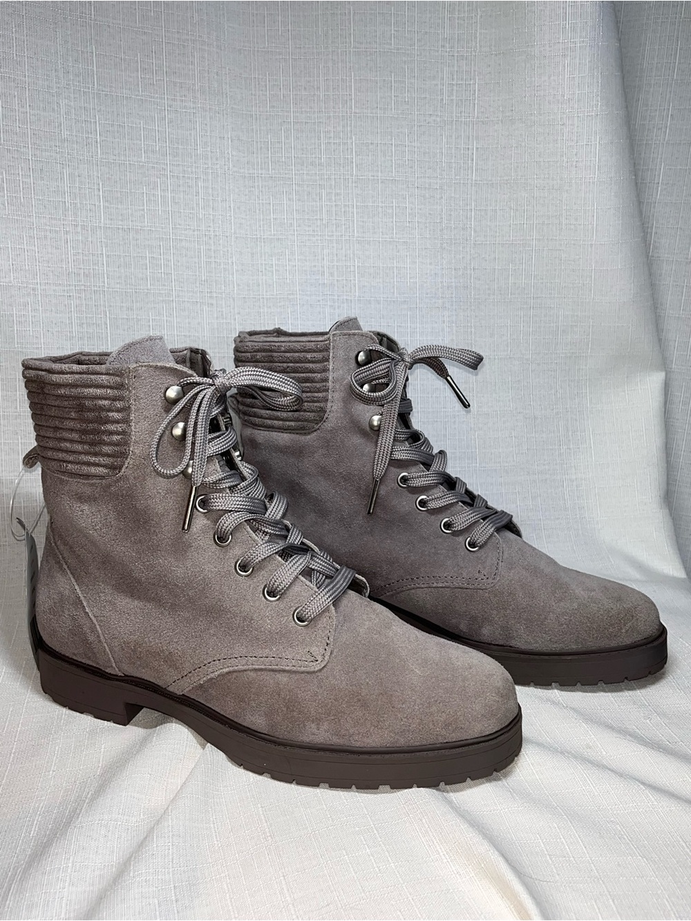 Splendid Sloane Suede Combat Boots Stone Gray Lace Up Ankle Boots 9.5 - Picture 5 of 9